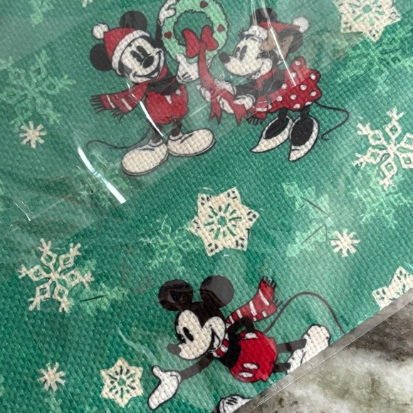 Mickey Mouse & Minnie Mouse Holiday Christmas Canvas Zip Cosmetic Storage Pouch - Picture 4 of 4